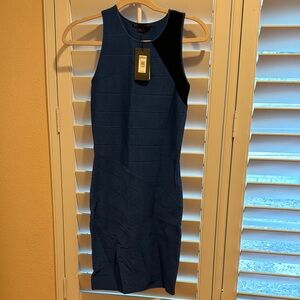 Armani Exchange Navy Blue Halter Bodycon Dress
